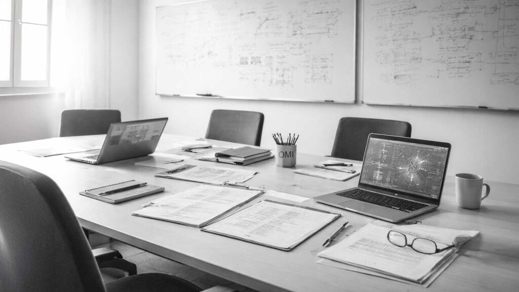 Orbital Methods Index Conference room desk bw